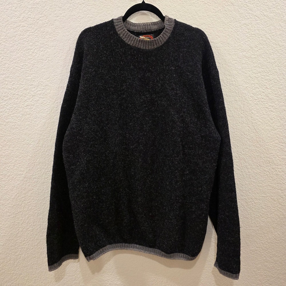 Vintage Alps Mens Wool Blend Crewneck Sweater Charcoal Gray Made in USA XL